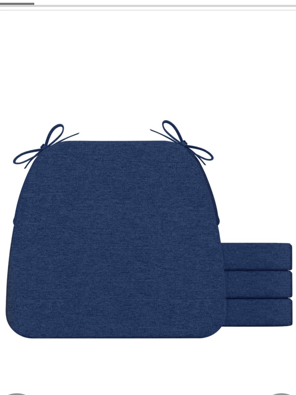 Set of 4 Navy Blue Dining Chair Cushions with Ties